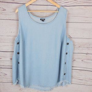 a.n.a Plus 2X Chambray Button Detail Tank NWT